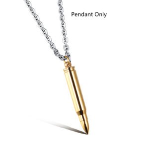 Personalized Hip Hop Bullet Stainless Steel Pendant Necklace – Gold, Pendant Only