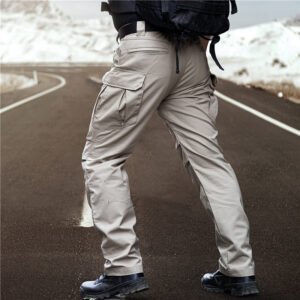 Outdoor Trousers Waterproof And Windproof Multi-pocket Loose Camouflage Trousers – Grey, S