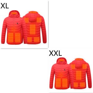 New Heated Jacket Coat USB Electric Jacket Cotton Coat Heater Thermal Clothing Heating Vest Men’s Clothes Winter – Red Zone8 2PC, Set10