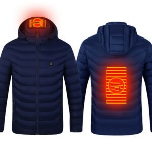 New Heated Jacket Coat USB Electric Jacket Cotton Heater Thermal Clothing Heating Vest – Blue Zone2, 2XL