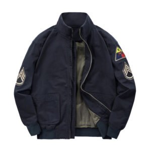 Retro Work Jacket MA1 Air Force Bomber Jacket Military Baseball Uniform – Navy Blue, 5XL