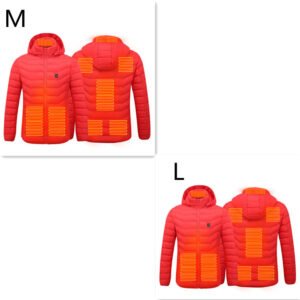 New Heated Jacket Coat USB Electric Jacket Cotton Coat Heater Thermal Clothing Heating Vest Men’s Clothes Winter – Red Zone8 2PC, Set5