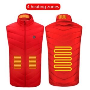 Heated Vest Washable Usb Charging Electric Winter Clothes – 4zone red, L