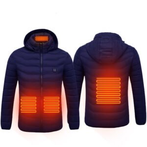 New Heated Jacket Coat USB Electric Jacket Cotton Heater Thermal Clothing Heating Vest – Blue Zone4, 6XL