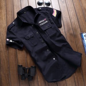 Summer Short Sleeve Shirt Military Green Work Clothes Casual Shirt – M, M