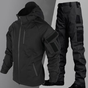 Soft Shell Jacket Suit Tactical Men’s – Black Suit, XL