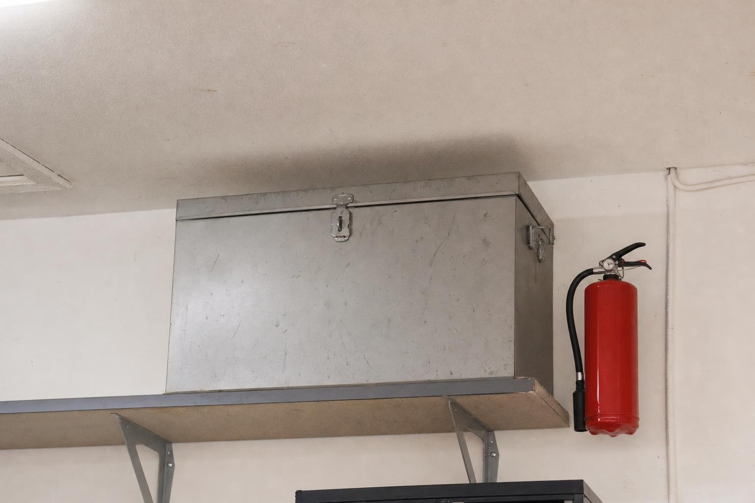 Airsoft pyro stored in a sealed metal box in a cool dry garage